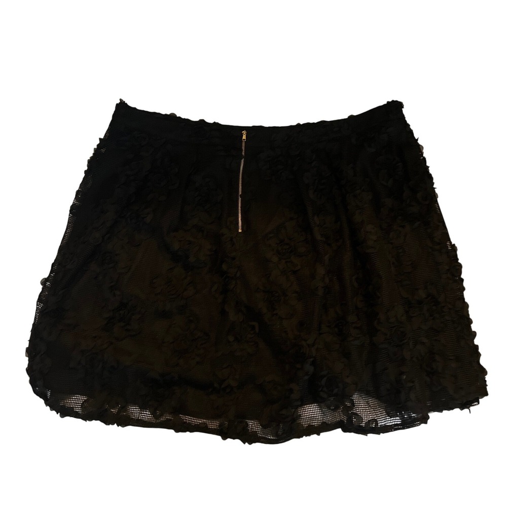 Worthington Woman Black 3D Rosette Floral Mesh Mini Skirt Plus Size 24W Zipper - Picture 7 of 7